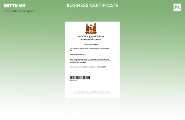 Модерен стил Хаваи сертификат за регистрација Шаблон за Word и PDF